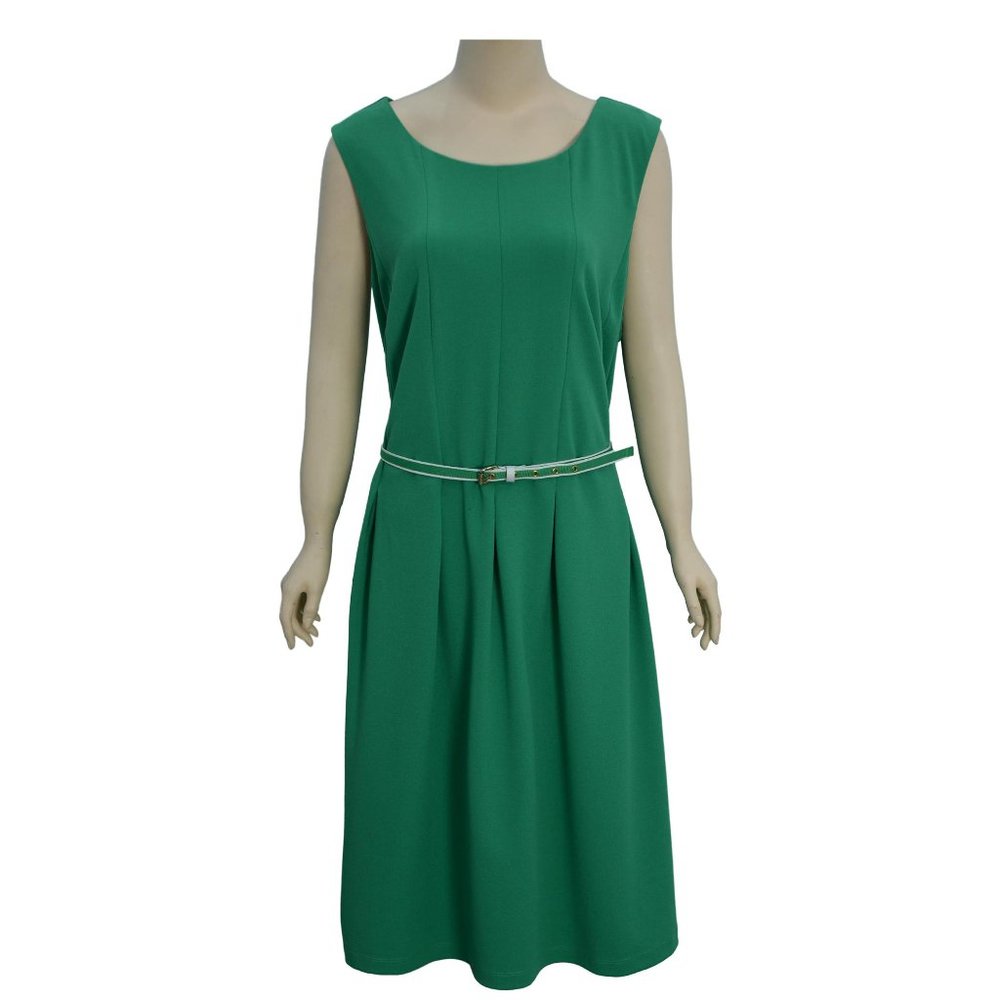 Sleeveless Casual Midi Dress with Belt